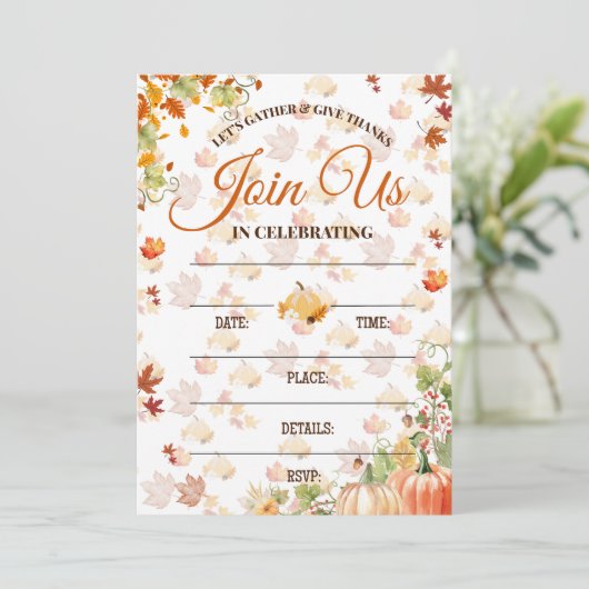 Autumn Fall Invitation with Pumpkins (Debout devant)