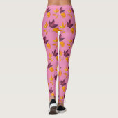 Autumn Fall Leaves Mauve Burgundy and White Leggings (Achterkant)