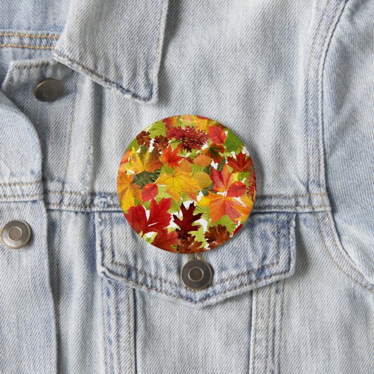 Autumn Fall Leaves Ronde Button 7,6 Cm (In situ)
