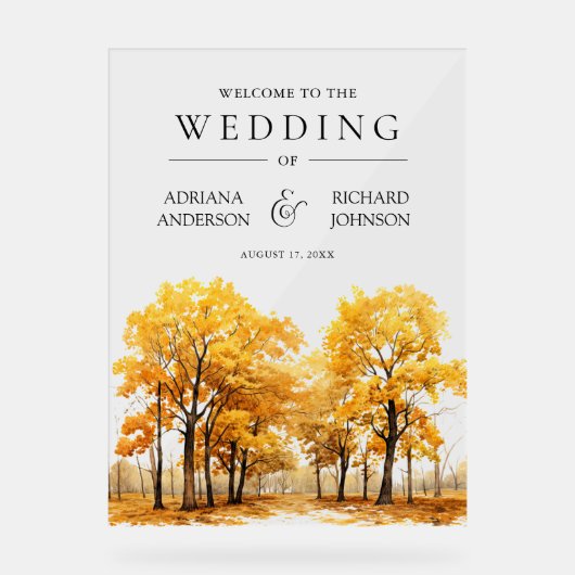 Autumn Fall Oak Trees Forest Wedding Welcome (Recto)