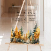 Autumn Fall Pine Trees Wedding Welcome Acryl Bord