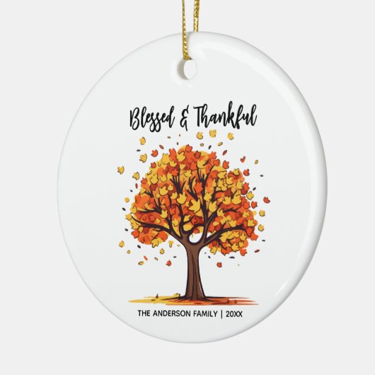 Autumn Fall Tree Happy Thanksgiving Blessed Keramisch Ornament (Links)