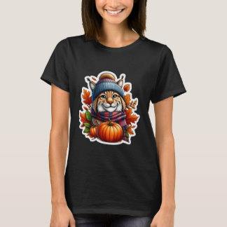 Autumn Fall Wildcat Lover Thanksgiving Pumpkin Lea T-shirt