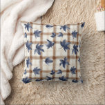 Autumn Farmhouse Plaid Feuille Coussin Porch<br><div class="desc">Tan Plaid design avec Blue Falling feuille parfait pour cette ferme d'automne Porch</div>