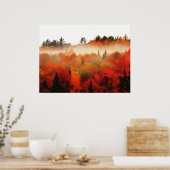 Autumn Field Adirondacks Trees Scene Landschap Poster (Keuken)