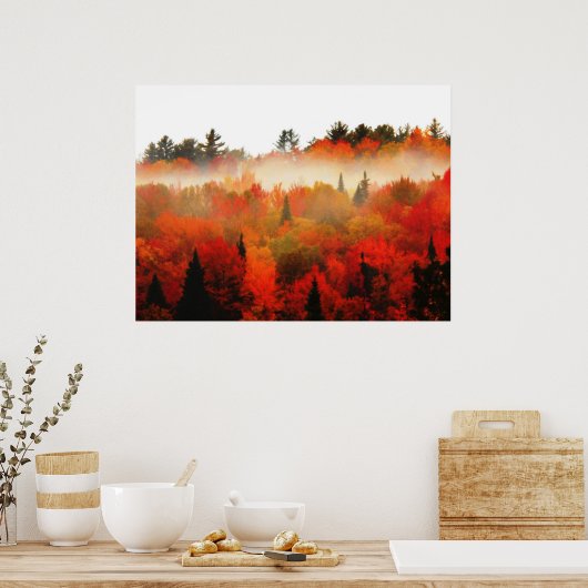 Autumn Field Adirondacks Trees Scene Landschap Poster (Keuken)