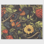 Autumn Fire Botanical Floral Wrapping Paper Cadeaupapier (Vlak)