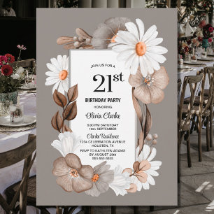 Autumn Floral 21st Birthday Party Kaart