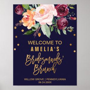 Autumn Floral Bridesmaids' Brunch Welcome Poster
