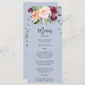 Autumn Floral Dusty Blue Dinner Menu Kaart (Voorkant / Achterkant)
