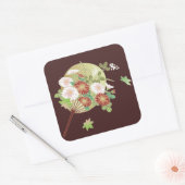 Autumn Floral Japans Kimono Pattern Vierkante Sticker (Envelop)