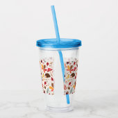 Autumn Floral Leaves and Hedgehog Pattern Acryl Drinkbeker (Links)