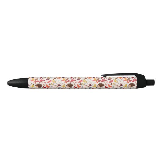Autumn Floral Leaves and Hedgehog Pattern Zwarte Inkt Pen (Bovenkant)