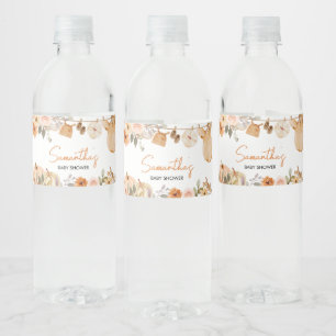 Autumn Floral Little Pumpkin Baby shower Waterfles Etiket