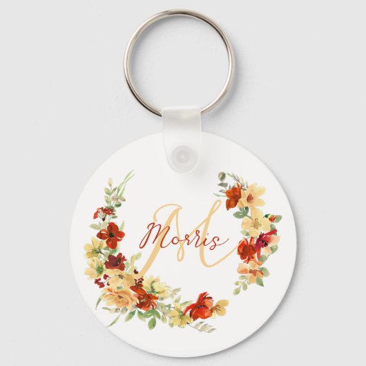 Autumn floral personalized sleutelhanger (Voorkant)