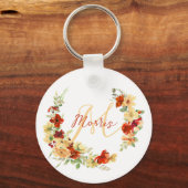 Autumn floral personalized sleutelhanger (Voorkant)