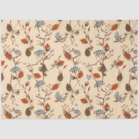 Autumn Floral Pinecone Gift Wrapping Tissue Paper Tissuepapier (Voorkant)