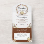 Autumn Floral Pumpkin-Baby shower en luieraffle All In One Uitnodiging (Binnen)