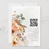 Autumn Floral Pumpkin Script QR Code Weddenschap Kaart (Achterkant)