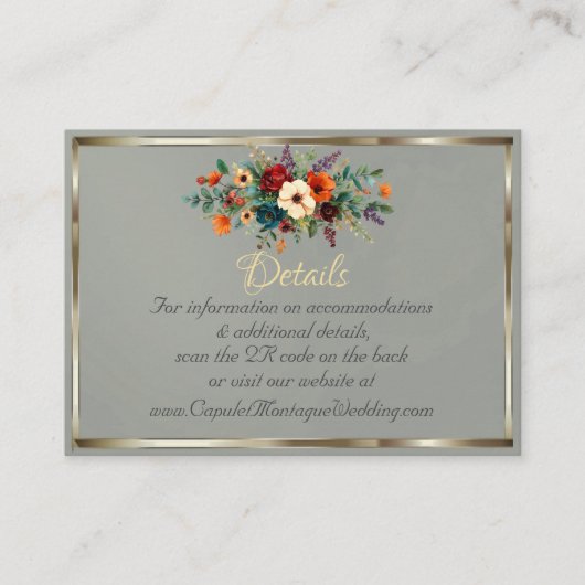 Autumn Floral, QR Code - Sage Informatiekaartje (Voorkant)