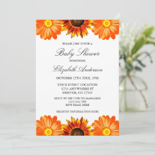Autumn Floral Sunflower Baby shower Kaart