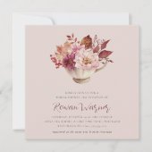 Autumn Floral Teacup Herfst Vrijgezellenfeest Tea Kaart (Voorkant)