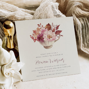 Autumn Floral Teacup Herfst Vrijgezellenfeest Tea Kaart