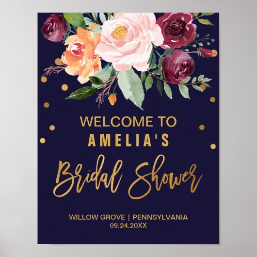 Autumn Floral Vrijgezellenfeest Welkom Poster (Voorkant)
