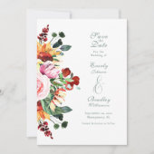 Autumn Floral Watercolor Save the Date Wedding  Kaart (Voorkant)