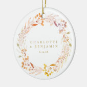 Autumn Floral Waterverf Wreath Boho Personalized Keramisch Ornament (Links)