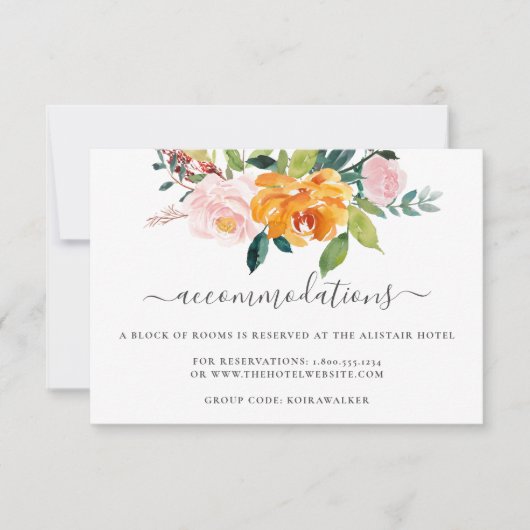 Autumn Floral Wedding Accommodatie Card Kaart (Voorkant)