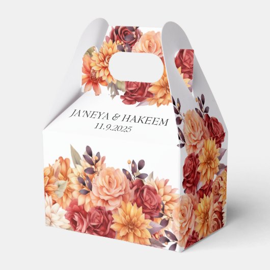 Autumn Floral Wedding Bedankdoosjes (Voorkant Zijde)