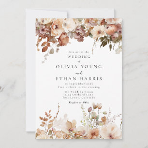 Autumn Floral Wedding Invitation Kaart