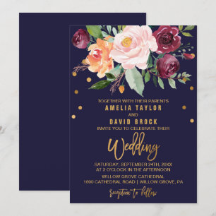 Autumn Floral Wedding Kaart