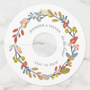 Autumn Floral Wedding Wijnglaslabel