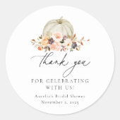 Autumn Floral White Pumpkin Hartelijk dank Ronde Sticker (Voorkant)