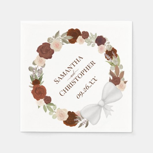Autumn Floral Wreath Elegant Diagonal Wedding Servet (Voorkant)