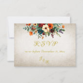 Autumn Floral & Wreath RSVP - Cream (Devant)
