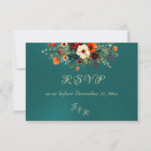 Autumn Floral & Wreath RSVP - Teal (Devant)