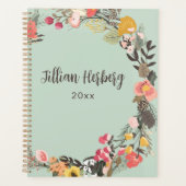 Autumn Floral Wreath Sage Green Planner (Voorkant)