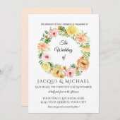 Autumn Floral Wreath Yellow n perzikkleurige Rozen Kaart (Voorkant / Achterkant)