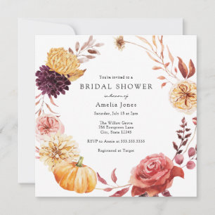 Autumn Florals en Vrijgezellenfeest van pompoen Kaart
