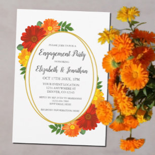 Autumn Florals Engagement Party Kaart