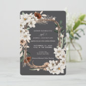 Autumn Flower Frame Wedding Invitation  Kaart (Staand voorkant)