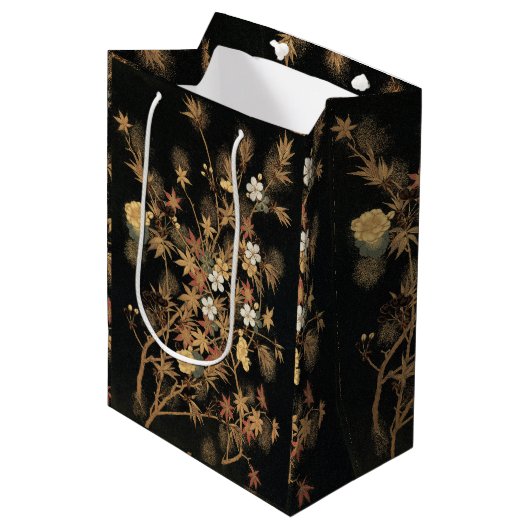 Autumn Flower & Tree 1884 Japanse sierkunst Medium Cadeauzakje (Voorkant Gekanteld)