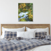 Autumn foliage & Douglas Fir Border Roaring River Canvas Afdruk (Insitu (Slaapkamer))