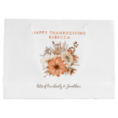 Autumn Foliage Florals Happy Thanksgiving Name Groot Cadeauzakje (Achterkant)