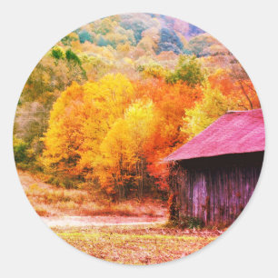Autumn Foliage Tobacco Barn Natuur Ronde Sticker
