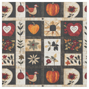 Autumn Folk Art Quilt patroon   Rustic Botanical Stof