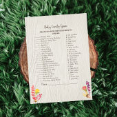 Autumn Forest Animal Baby Shower Game Kaart